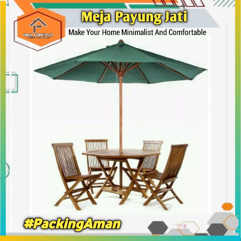 meja payung cafe / meja payung pantai / meja payung jati / meja payung murah / meja taman / meja keb