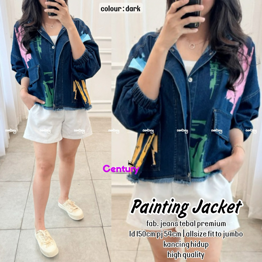 COD= NO CANCEL• Painting Jacket by Century• Jacket Jeans Motif Best Seller