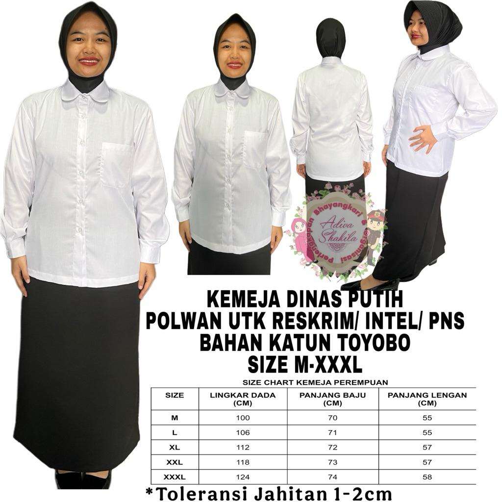 ADIVA - KEMEJA DINAS PUTIH POLWAN INTEL/RESKRIM/PNS
