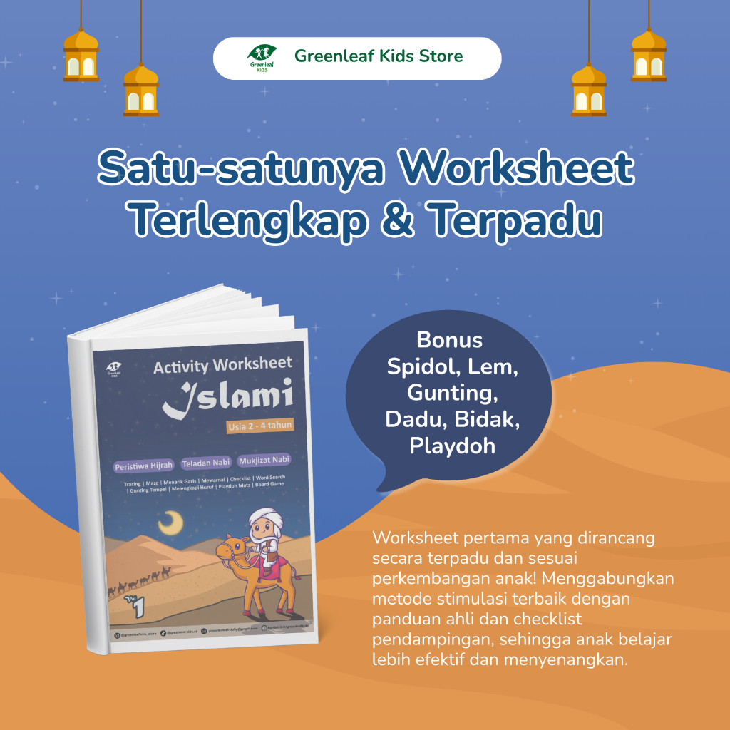 Worksheet anak paud islam 5-in-1: Aktivitas Interaktif & Edukatif untuk Anak Vol. 1 Islami