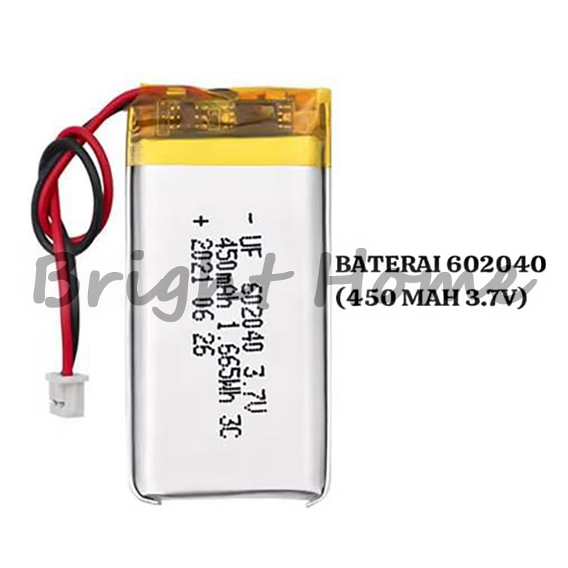Baterai Polimer Li Ion Battery Lithium 602040 3.7V 450MAh dengan Pcb untuk Produk Elektronik