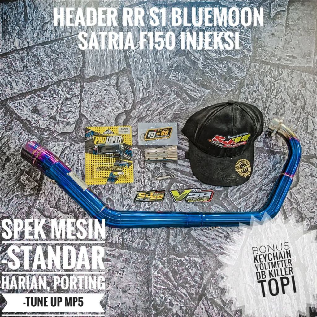 Header SJ-88 RR S1 Blue Violet Satria F150 Injeksi Pipa Leheran Ngacung Roadrace Original SJ88 Racin
