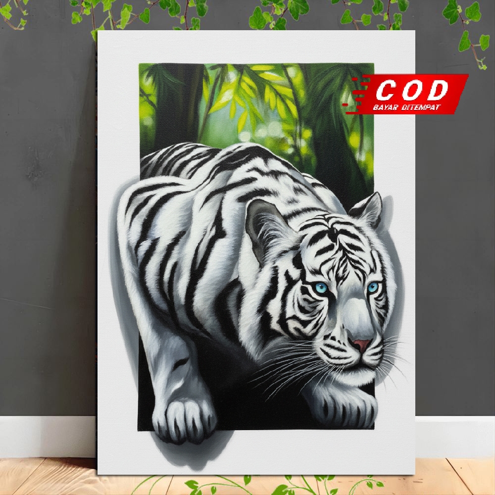 Hiasan dinding poster cetak Harimau 3D hiasan dinding ruang tamu hiasan kamar tidur hiasan kafe