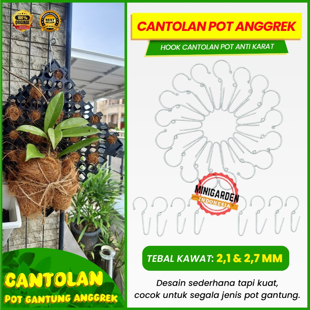 Hook Cantolan Pot Anggrek Besi Anti Karat | Gantungan Pot Bunga & Tanaman Hias Gantung