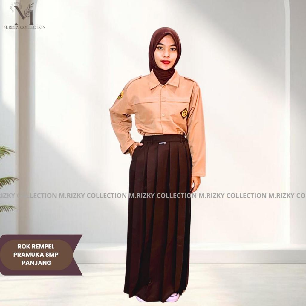 ROK PRAMUKA SMP Rok Pramuka Perempuan Rempel Span Panjang Pendek Rok Sekolah