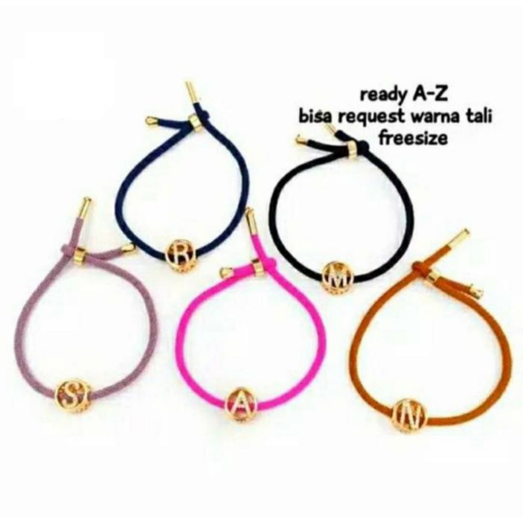 Gelang Tali Inisial Huruf Gelang Tali Wanita Inisial Huruf Emas Xuping Tali Serut Hongkong