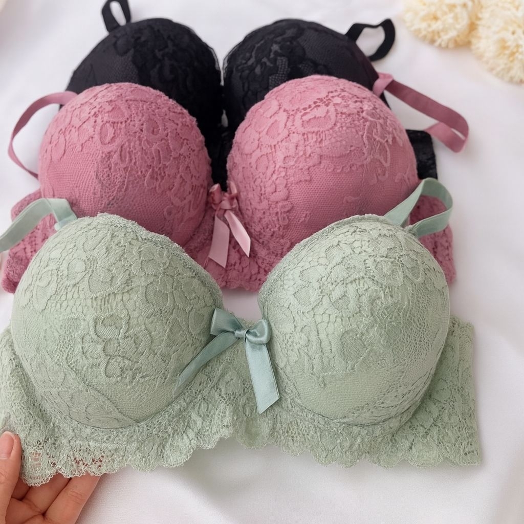 Bra Kawat Busa Tebal Bh Wanita Remaja Sexi Super Montok Super Tebal Kait 3 Cup B Push Up Bra