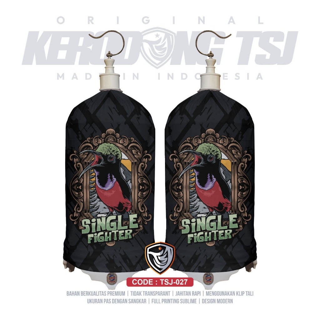 Kerodong LoveBird Motif Konin Original TSJ Industries Bahan PE Premium Full Printing Sublime untuk S