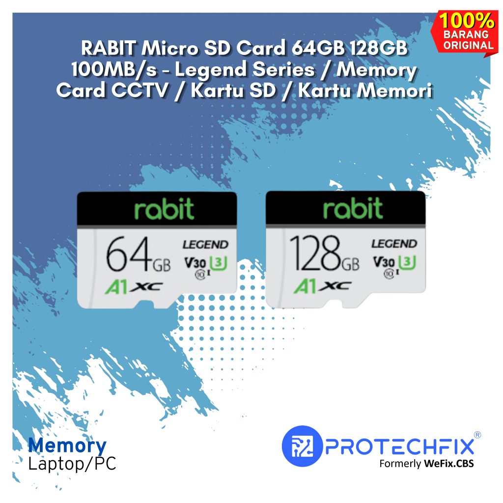RABIT Micro SD Card 64GB 128GB 100MB/s - Legend Series / Memory Card CCTV / Kartu SD / Kartu Memori