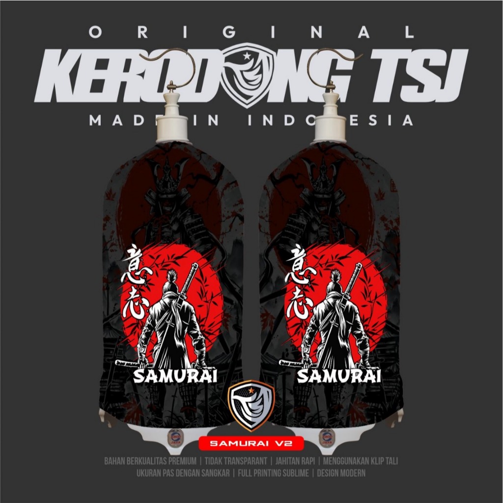 Kerodong LoveBird Motif Samurai V2 Original TSJ Industries Bahan PE Premium Full Printing Sublime un