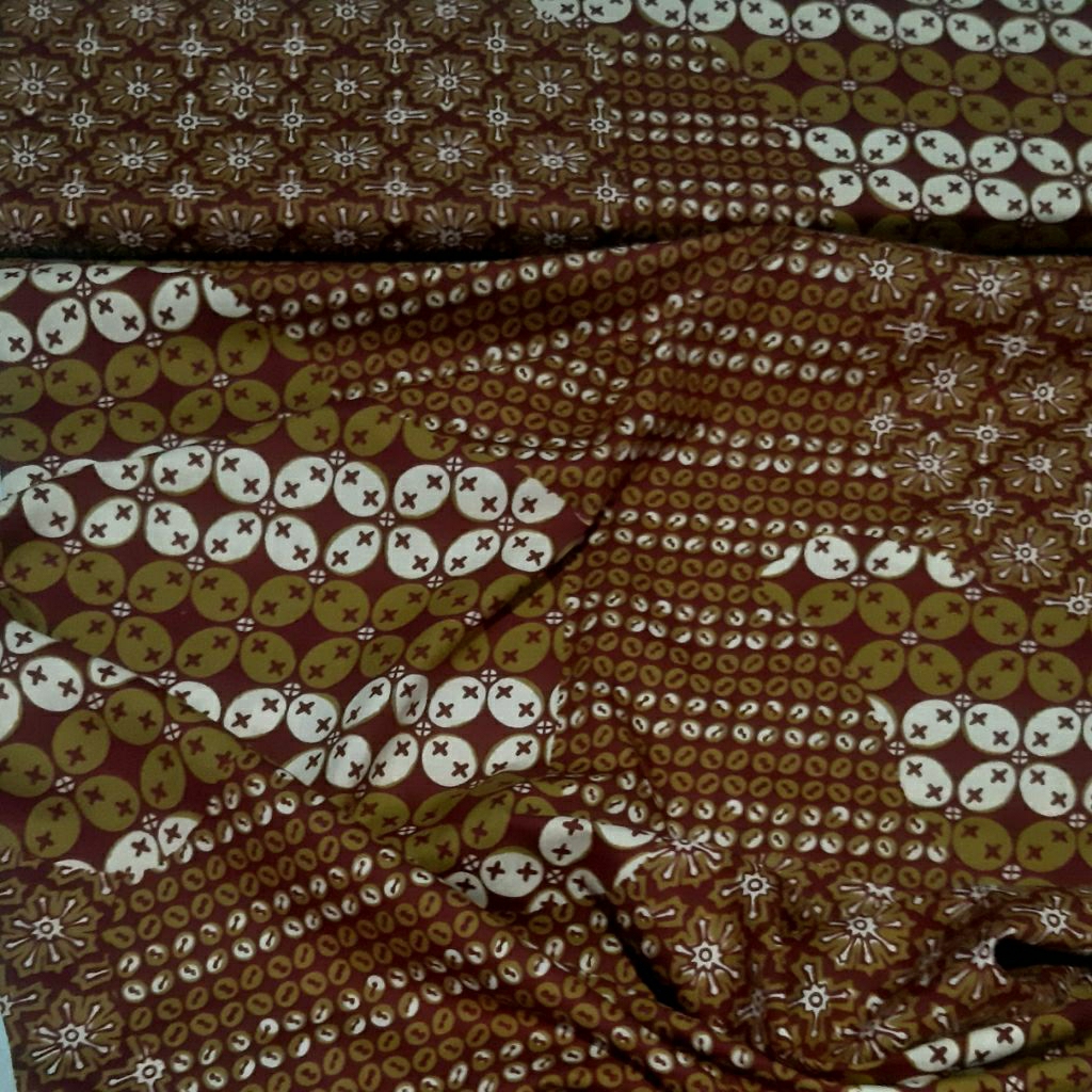 bahan kain katun poplin tokai ex garment branded grade a motif semi batik 2 seri warna