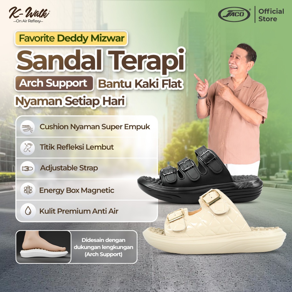 K-Walk Sandal Kesehatan Arch Support Refleksi Kesehatan Sandal Kaki Flatfoot Nyaman Empuk Insole Lem