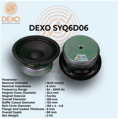 SPEAKER DEXO SYQ6D06 6 INCH ORIGINAL PRODUCT