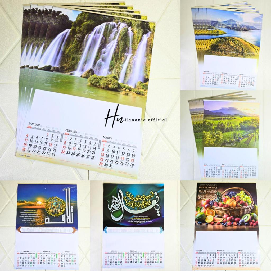 KALENDER DINDING 4 LEMBAR TAHUN 2026 / KALENDER DINDING TRIWULAN 2026 DILENGKAPI GAMBAR YANG BAGUS