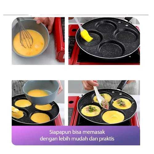 Cetakan Telur Ceplok Teflon Telur 4 Lobang Anti Lengket High Quality
