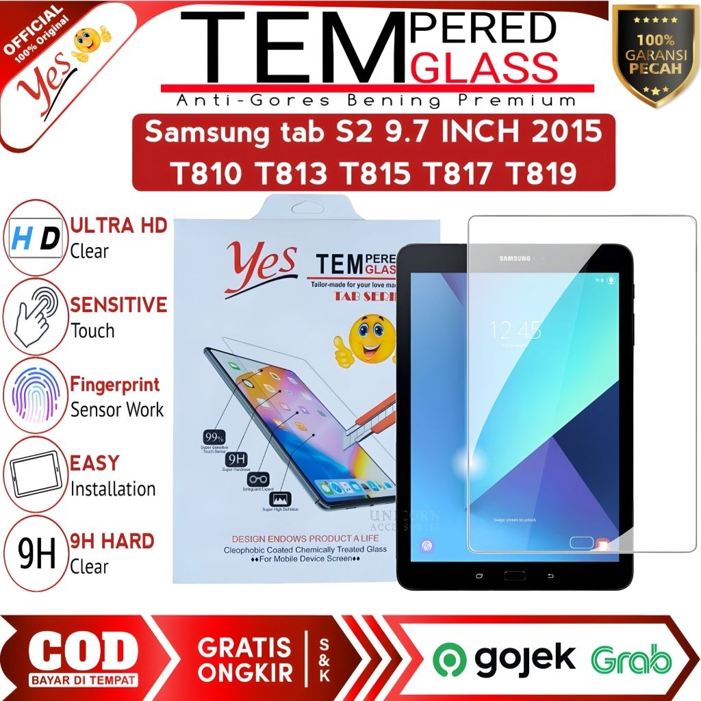 Samsung Tab S2 9.7 | 9.7 inch T810 T813 T815 T817 T819 Tempered Glass Anti Gores Kaca Bening Premium