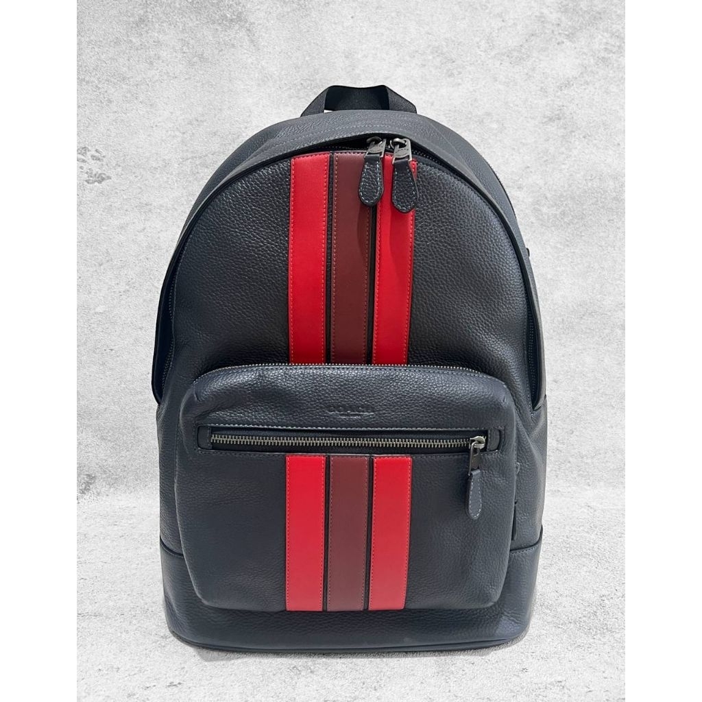 Coach CBI91 West Backpack Large Double Zip Signature Blocked Sign Denim Muat laptop besar 16’