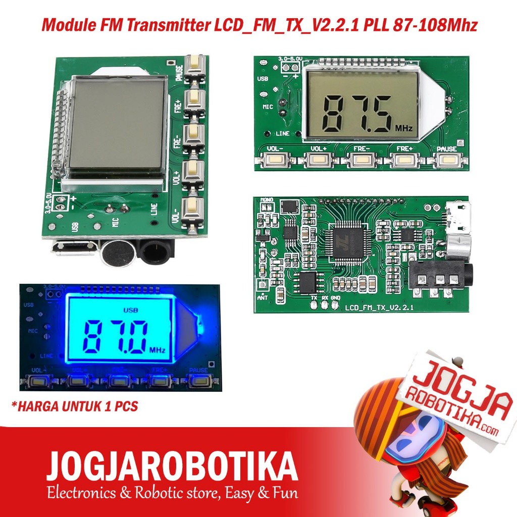 Module FM Transmitter LCD_FM_TX_V2.2.1 PLL 87-108Mhz Pemancar Radio FM Digital