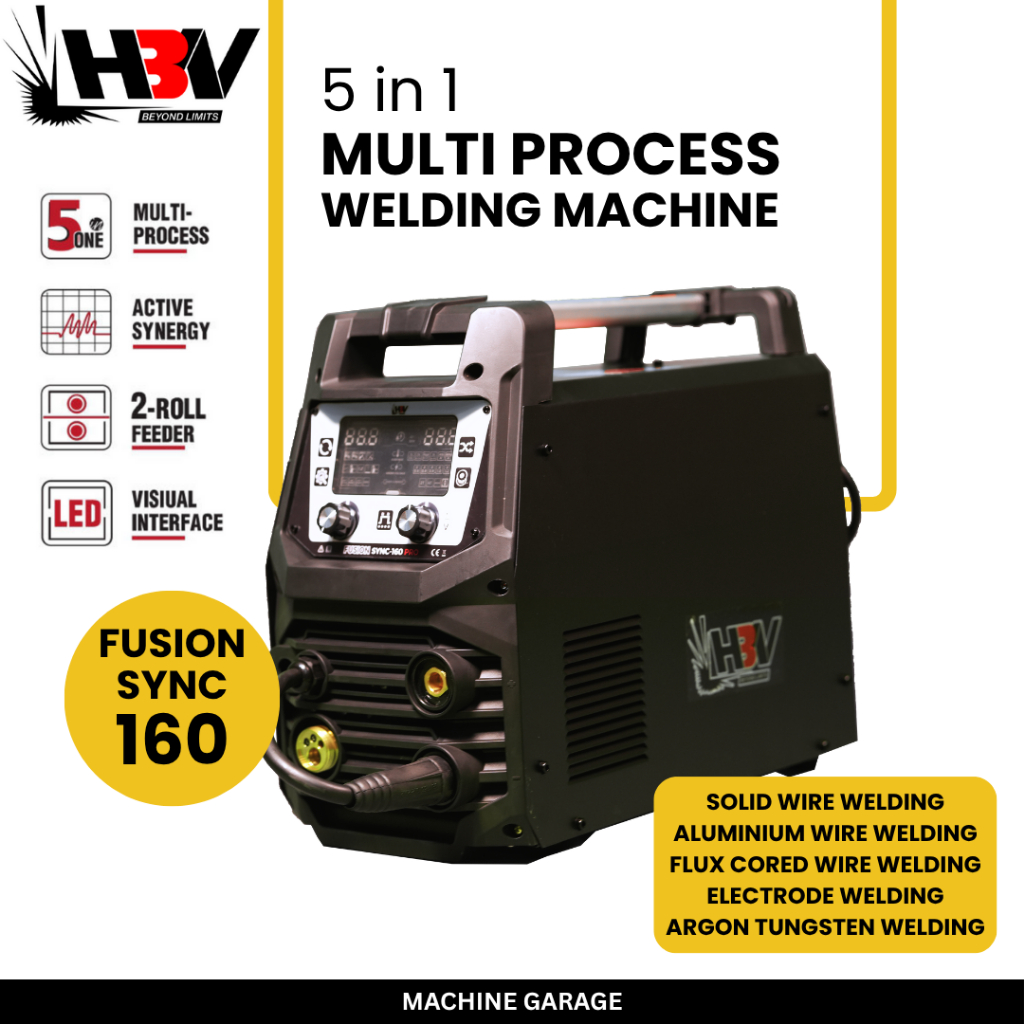 Mesin Las SYNC-160 HBV Multi-process MIG/MAG/MMA/TIG Synergic Welding Heavy Duty