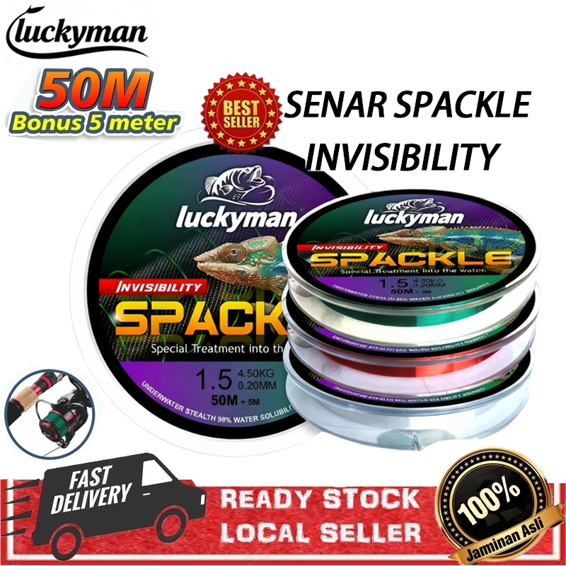 LUCKYMAN- Senar Pancing Nilon Garis Fishing Line Memancing Pancing Ikan Line Fishing Spackle