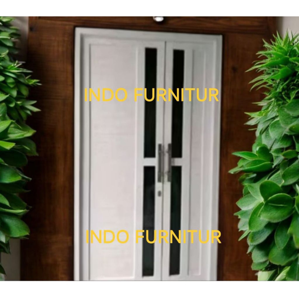 PINTU ALUMINIUM 2 DAUN ( kupu tarung) FULL SET KUSEN 4IN