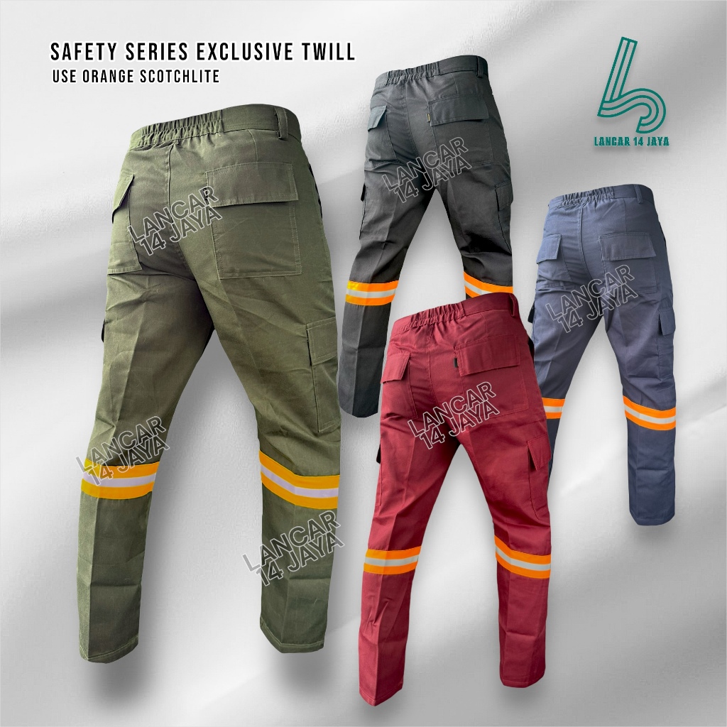 CELANA KERJA PROYEK LAPANGAN / WEARPACK PAKAIAN SAFETY PDL CARGO SCOTCHLITE ORANGE