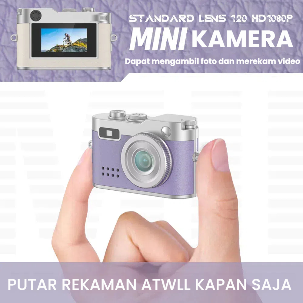Kamera Digital Mini - Kamera Retro Mungil 1080P HD dengan Kartu 16GB Kamera Saku  Vintage