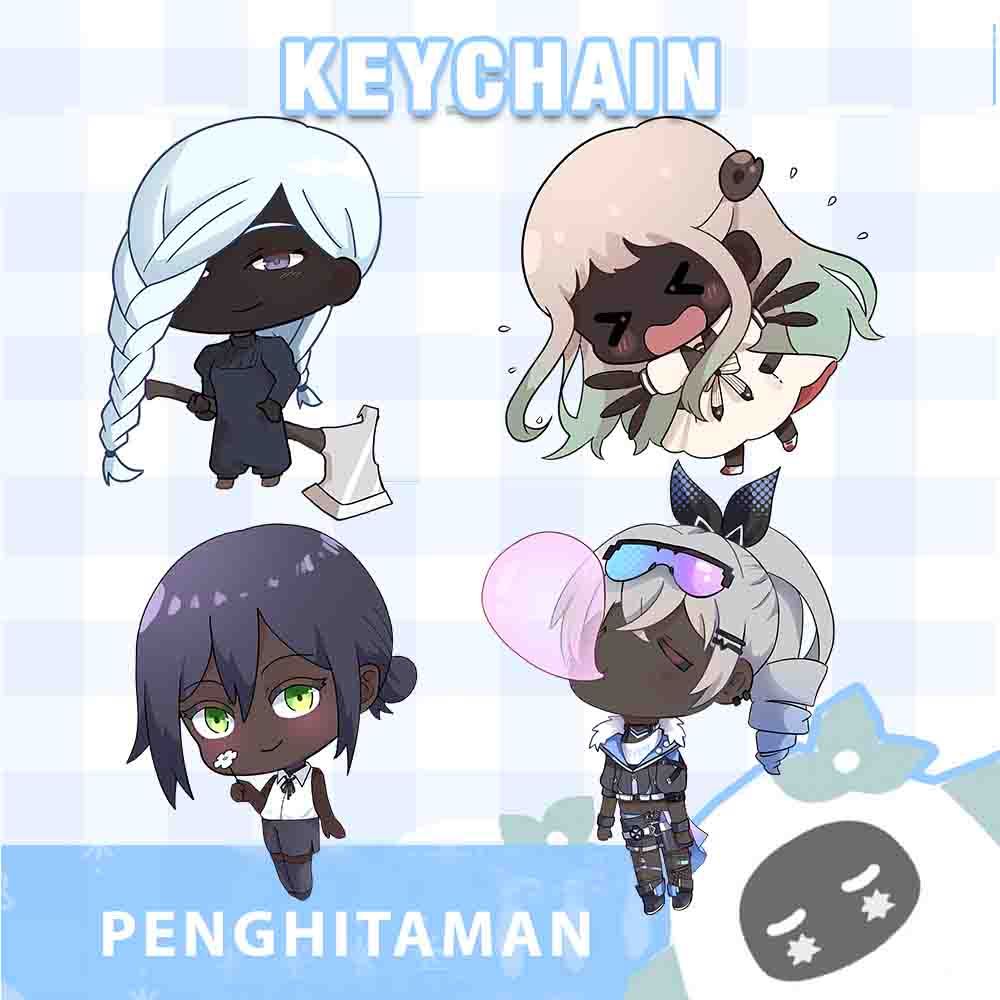 Ganci / Gantungan Kunci Akrilik ANIME PENGHITAMAN WAIFU