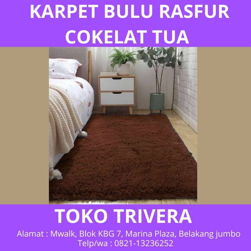 Karpet bulu rasfur/Rasfur karpet bulu cokelat tua