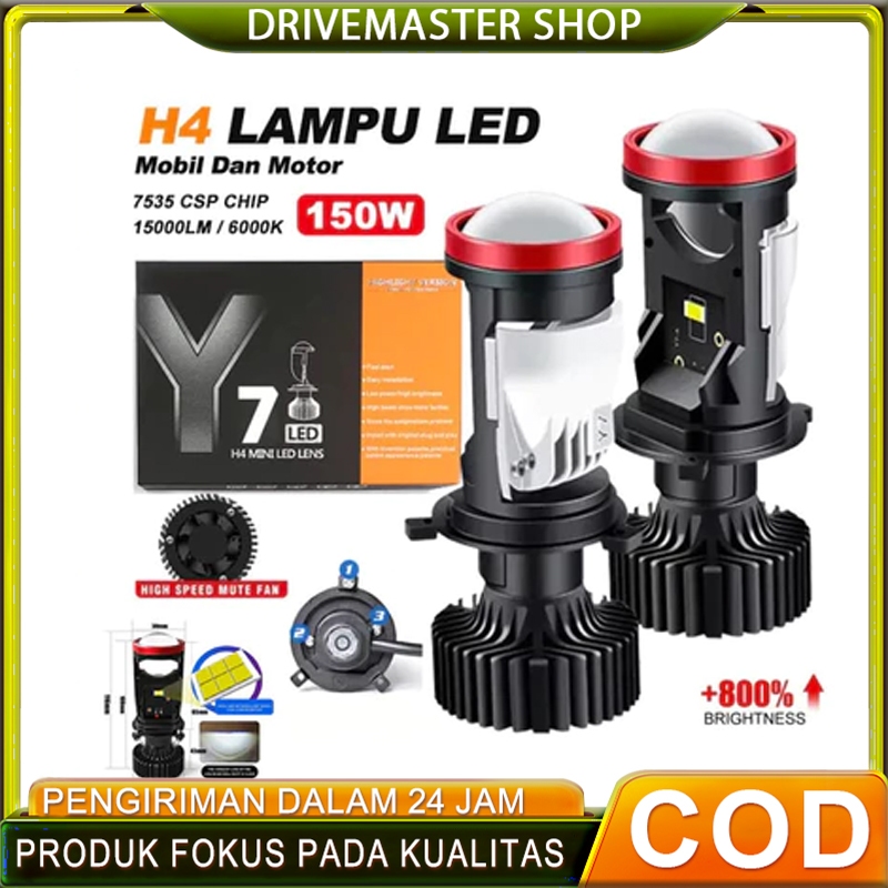 Y7D LAMPU LED MOBIL MOTOR H4 MINI PROJEKTOR PROJIE Y7D ORIGINAL SUPER TERANG
