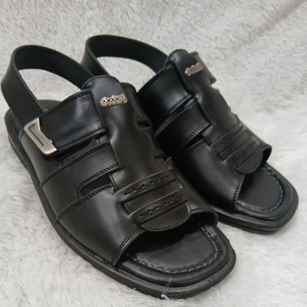 Sendal tali belakang pria dewasa dodoni kulit asli AS 608 black