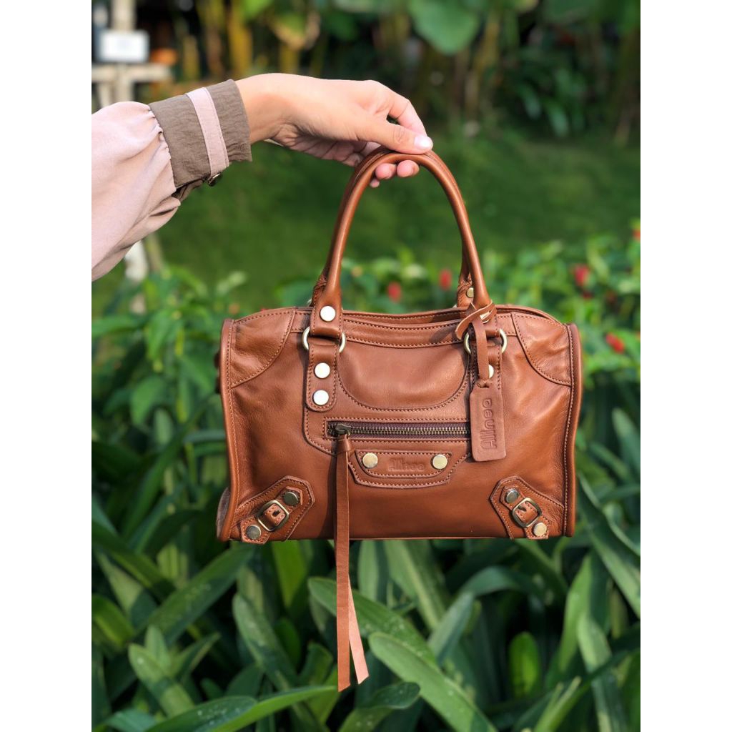 Tas kulit asli premium Alinea Leather Bagja Havana Jerman