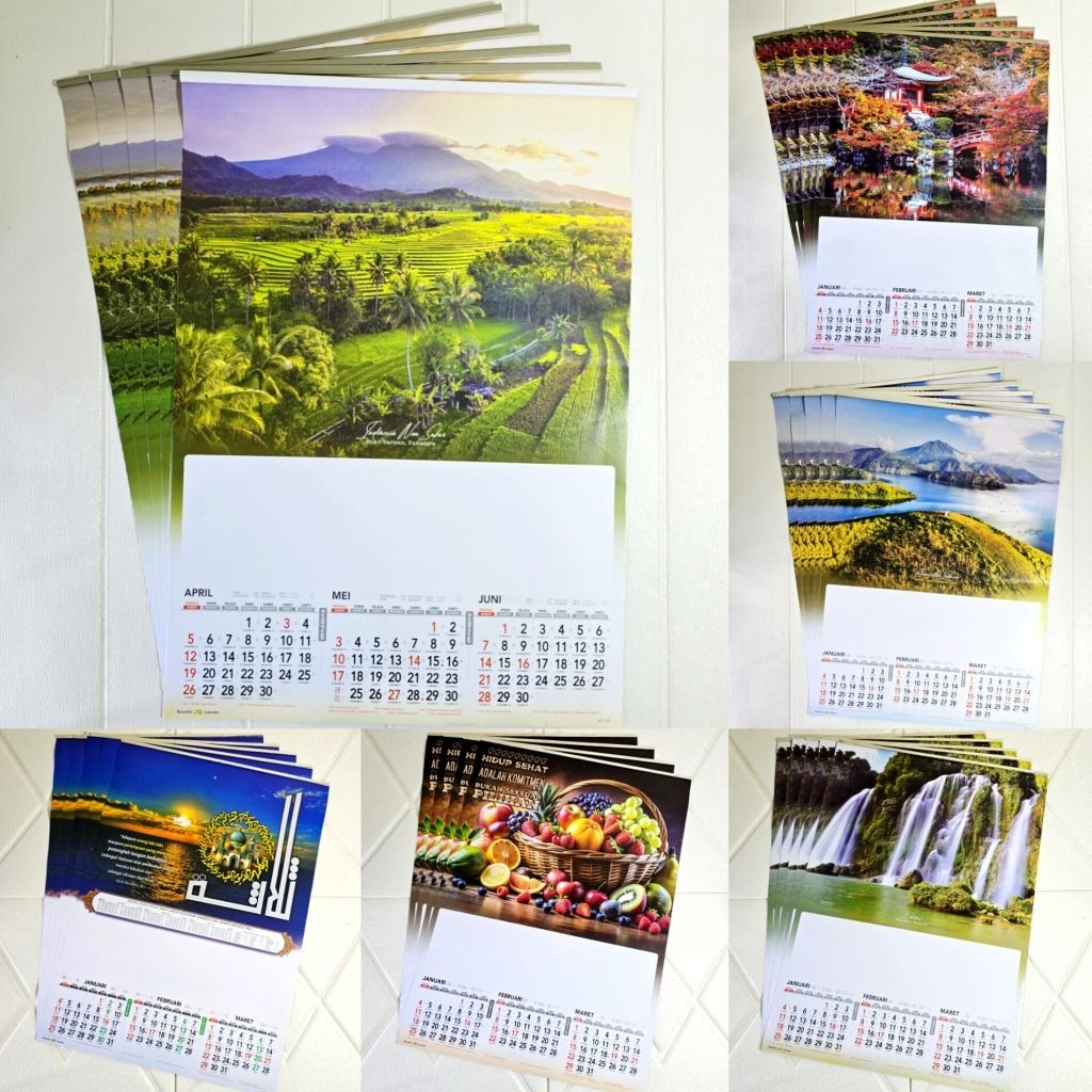 KALENDER DINDING TRIWULAN ATAU KALENDER 4 LEMBAR  TAHUN 2026 DENGAN DESAIN GAMBAR YANG BAGUS