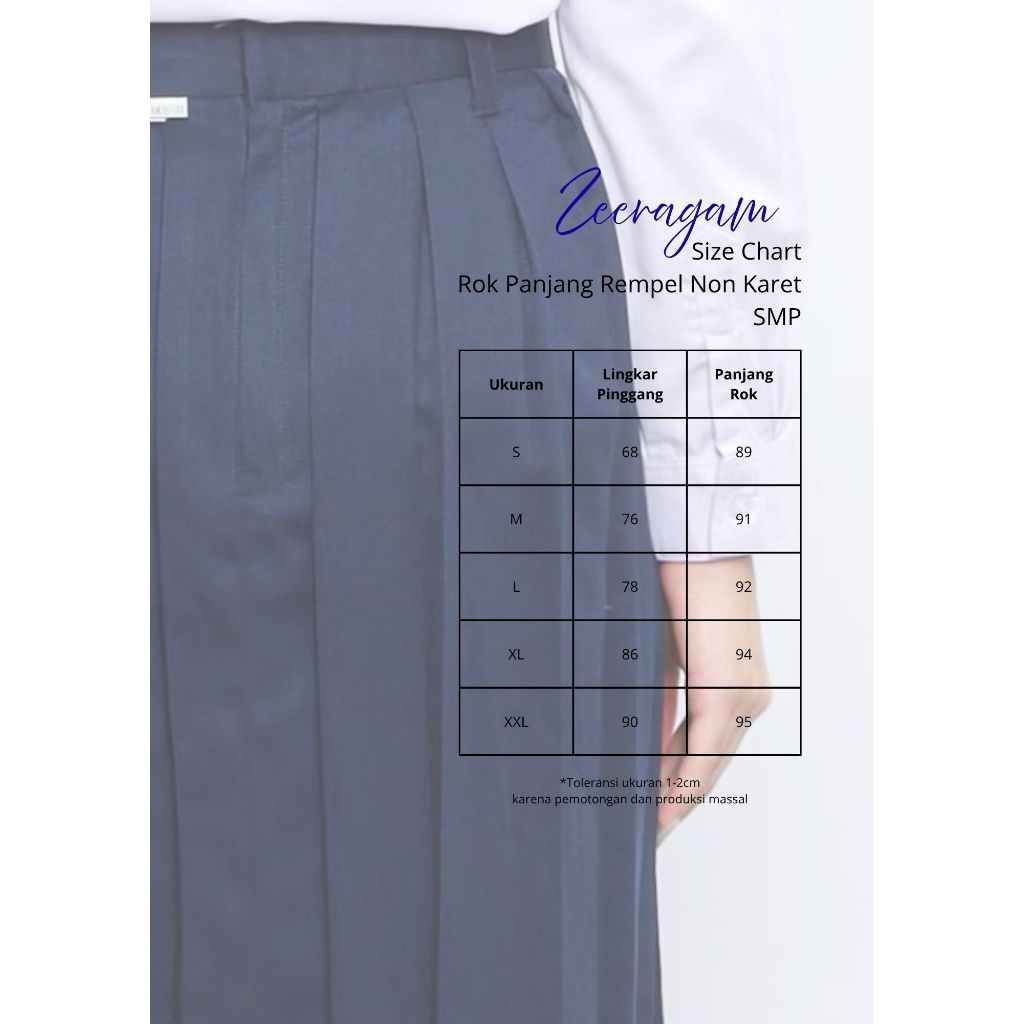 Seragam Sekolah Rok Panjang Rempel Wanita SMP SMA Bahan High Twist