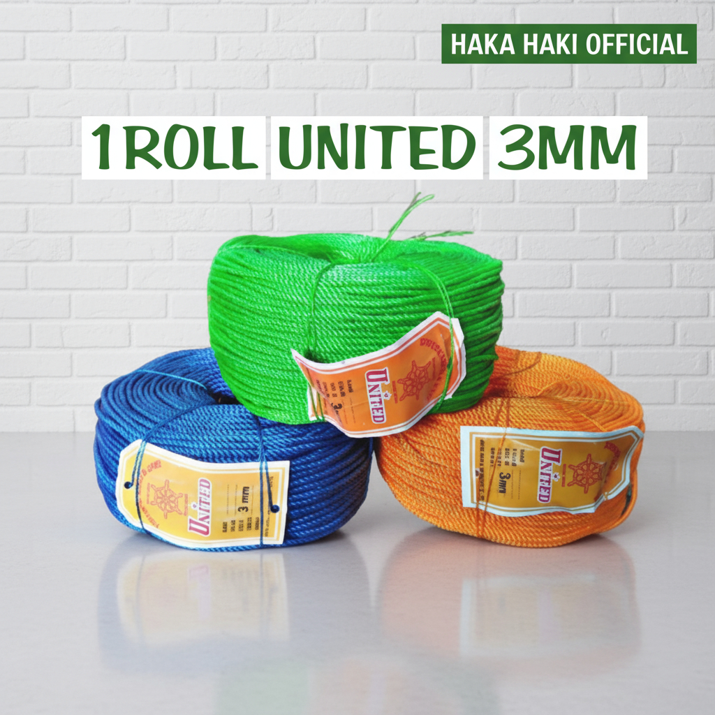 TALI TAMBANG 3MM UNITED 1 ROLL TALI TAMPAR/TALI TAMBANG 3MM UNITED/ TALI KERET 3MM/ TALI TAMPAR 3MM
