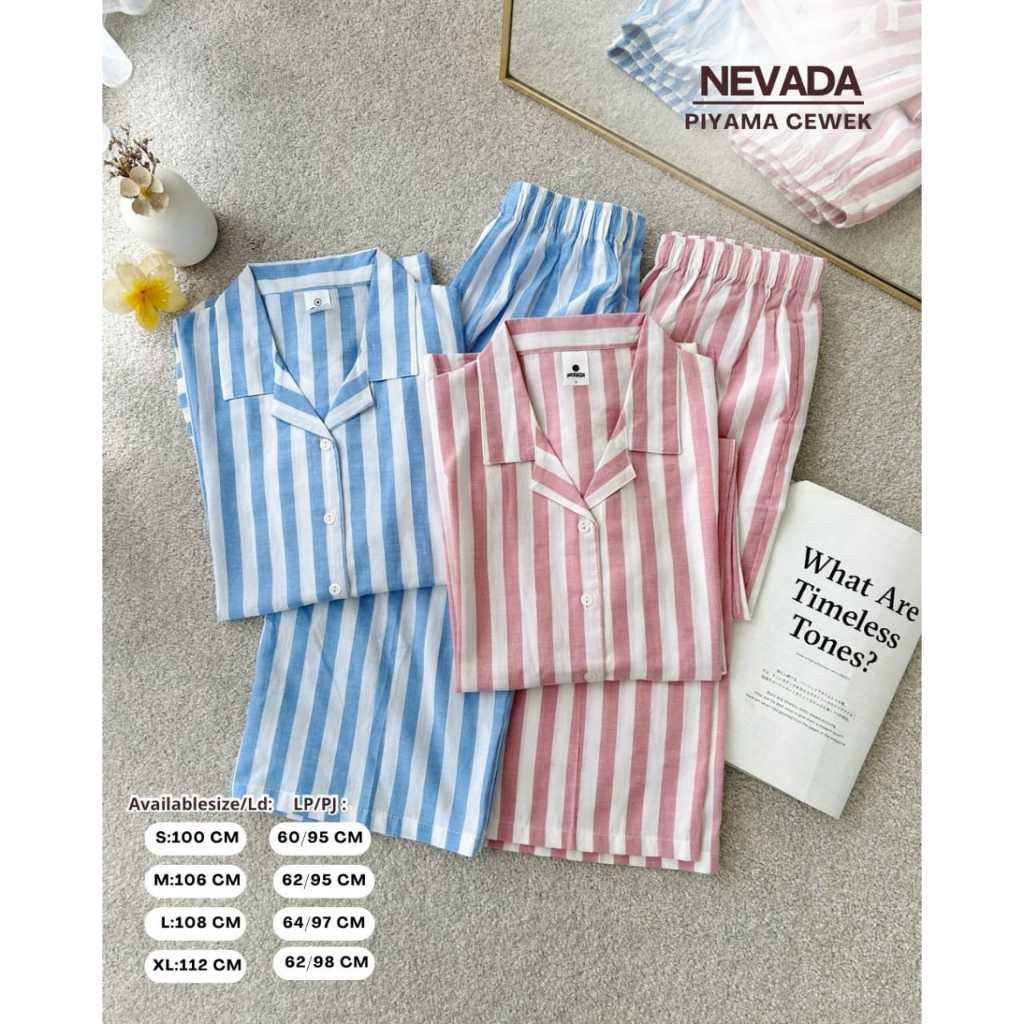 Oneset Piyama Nevada Mix St.Yves | Bahan Rayon Katun Nyaman | Busui Friendly & Kancing Aktif