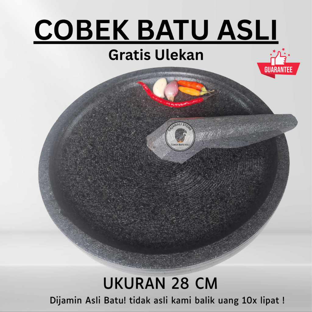 COWET COBEK 28cm BATU ASLI - ULEKAN COBEK BUBUT - COBEK BESAR