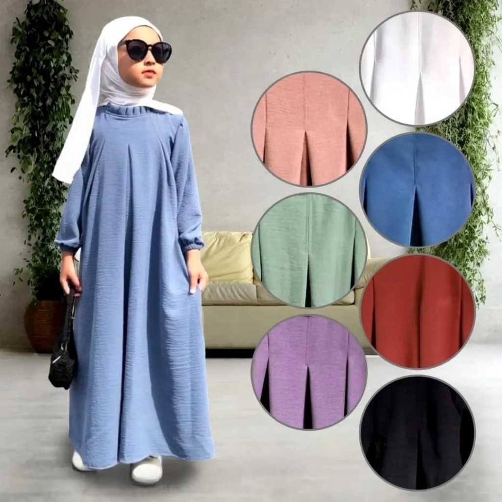Gamis Anak Maryam Katun Import Adem Baju Gamis Anak Perempuan Maryam 2-12 Tahun Crinkle Airflow Dres