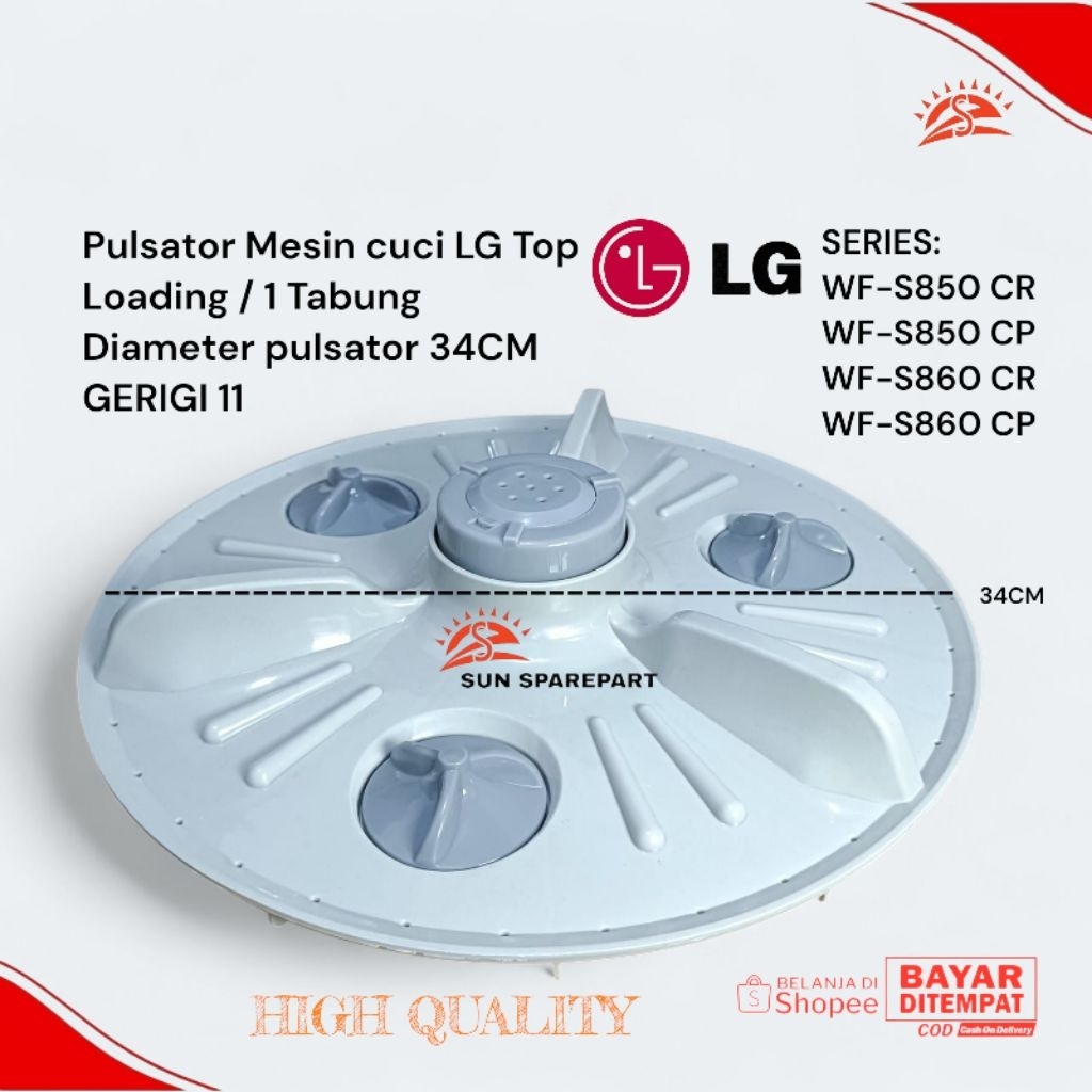 Pulsator LG diameter 34CM Gerigi 11 Mesin cuci 1 Tabung WF-S850CR WF-S850CP WF-S860CR  WF-S860CP