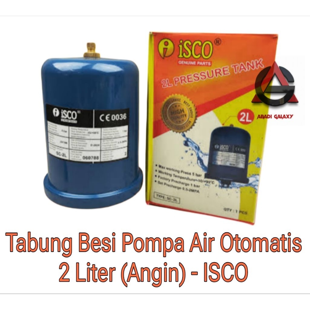 TABUNG BESI POMPA AIR OTOMATIS / TABUNG POMPA AIR BESI OTOMATIS (ANGIN) 2 LITER - ISCO