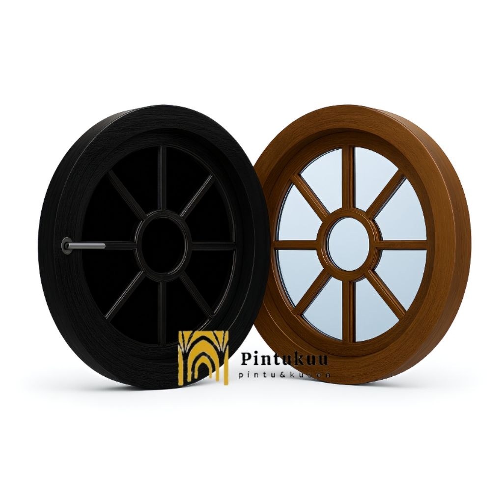 Kusen Jendela Bulat Aestetic - kusen jendela kayu jati- JB8