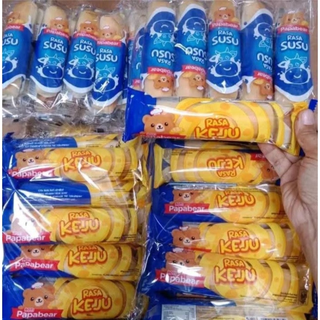 Papabear roti susu/keju.1pack isi 10pcs dg 1 rasa  keju/susu