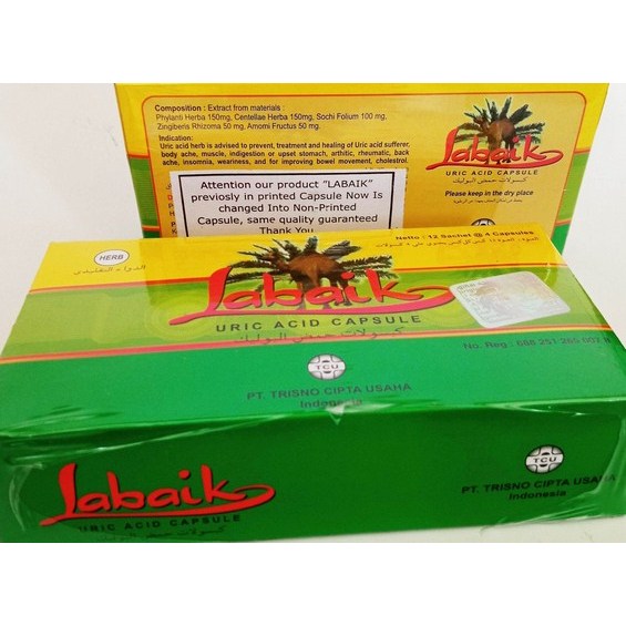 Kapsul Labaik Asli Original isi 12 sachet - Obat Asam urat dan rematik