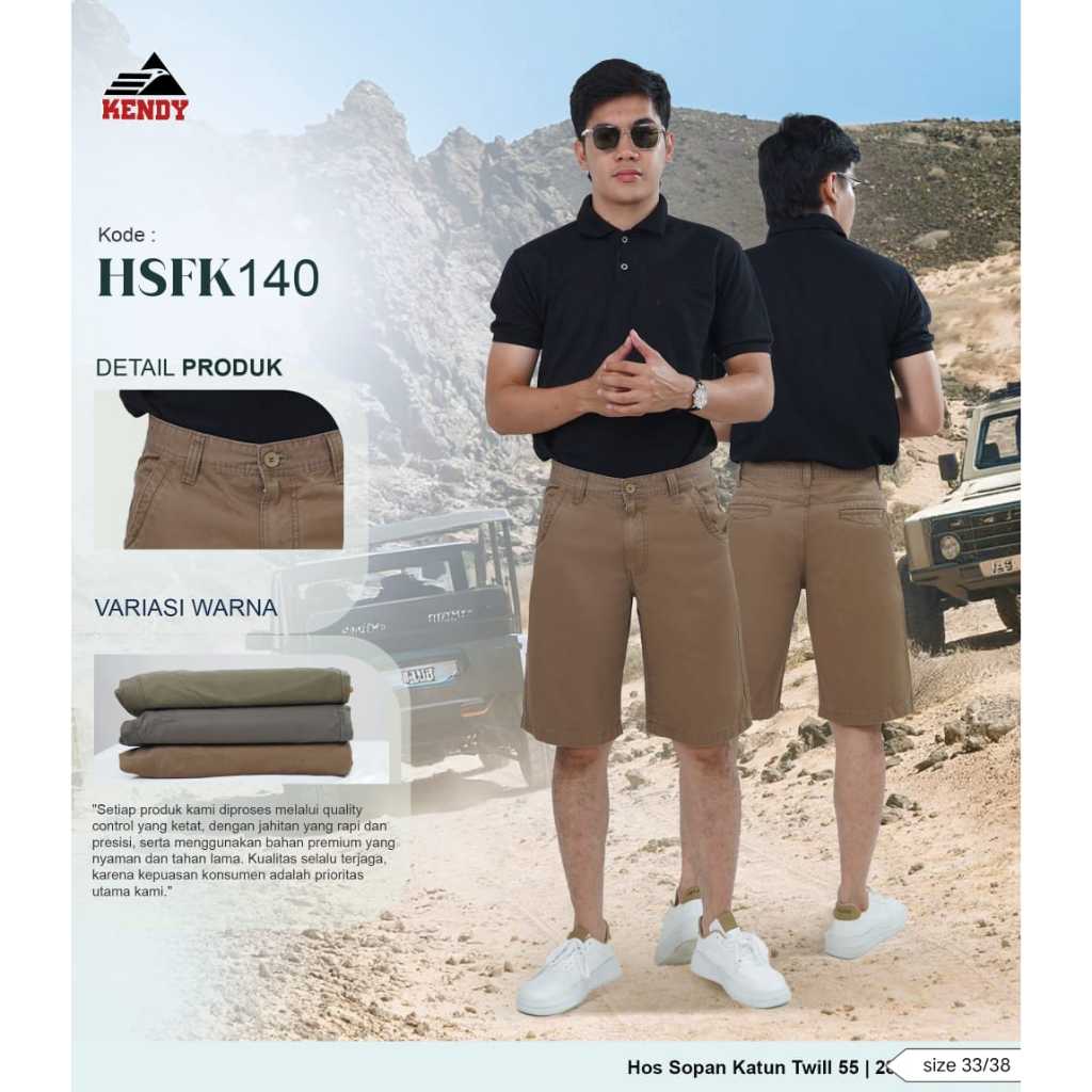 Celana Pendek Kendy Polos  Pria Distro Pinggang Kancing Resleting Bahan Katun Tebal Lembut Distro