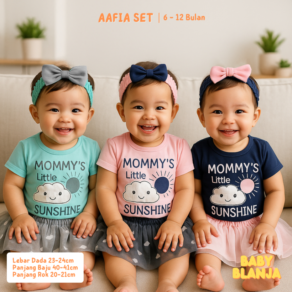 Baju Bayi Perempuan 6 12 Bulan Aafia Set