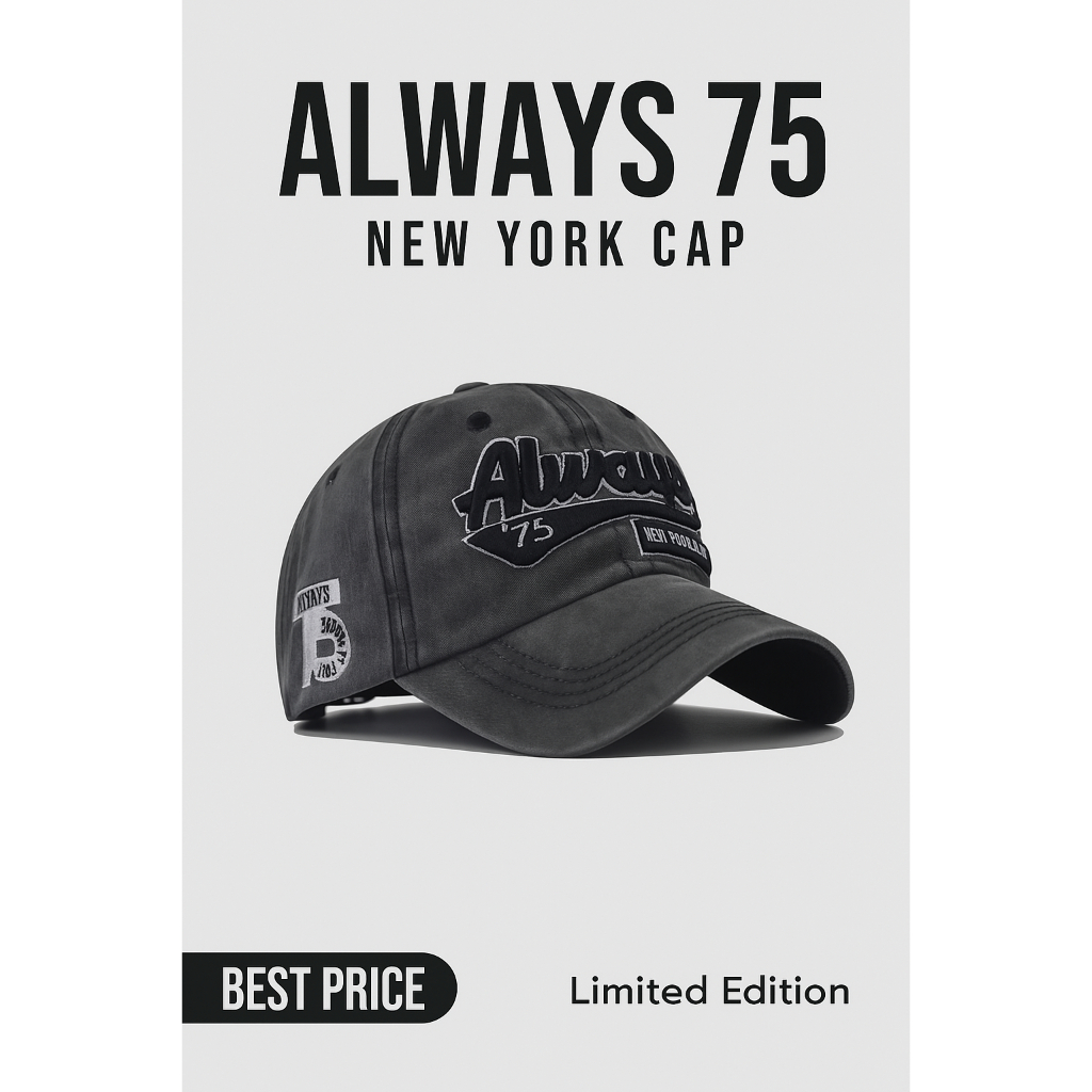 Topi Baseball Snapback Original Retro Black || Topi Snapback Pria Wanita Retro Katun Adjustable