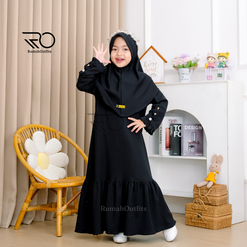 Mecca Kids Gamis Anak Perempuan Set Hijab / Abaya Anak Tanggung /  Gamis Dress Anak 3-12 Tahun Bahan