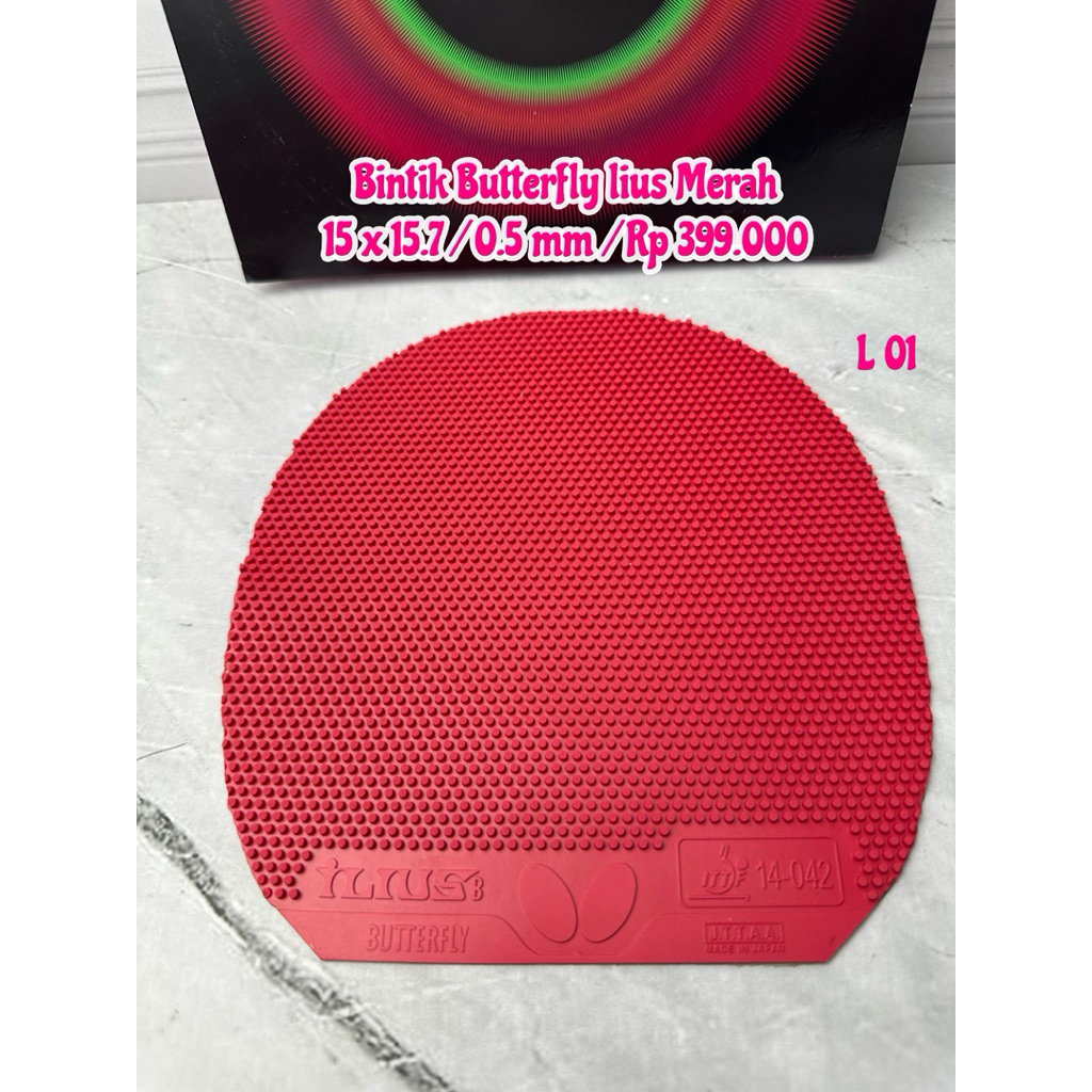 SECOND KARET PINGPONG BEKAS TENIS MEJA BINTIK BUTTERFLY LIUS WARNA MERAH