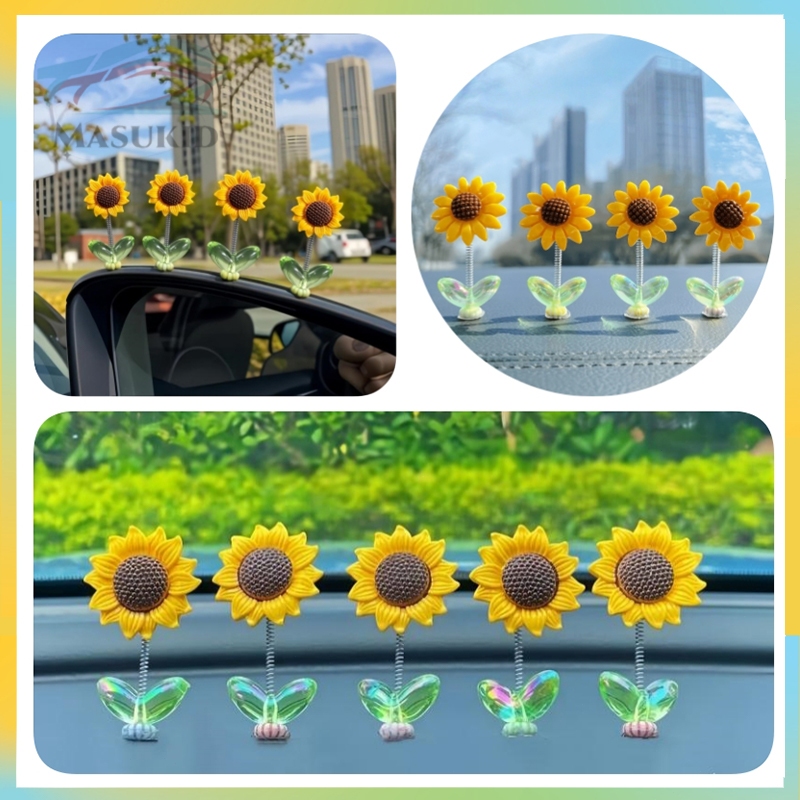 PROMO 5PCS ORNAMEN MOBIL BUNGA MATAHARI BERAYUN/AKSESORIS MOBIL LUCU DAN UNIK/AKSESORIS DASHBOARD