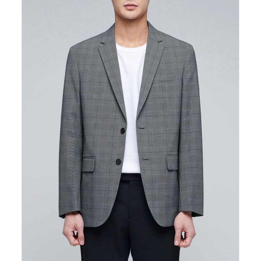 Musinsa Standard jas blazer warna abu motif tartan size XL